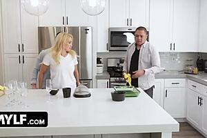 Horny stepson fucks Julia Robbie's big tits in front of friend, Asian German freeuse MILF.