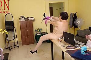 Regina Noir's Juicy Pussy Yoga in the Office Scene