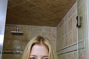 elegant blonde model enjoys a sensual bath with massage