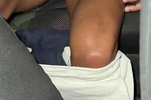 A guy finds Belinha in lingerie watching live, sucking monster cock outdoors