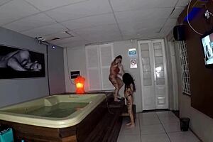 Latina Milf Orgy in Pub with Monster Cock Creampie!