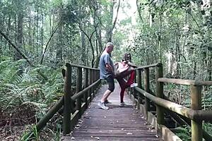 Passionate sex in Eden's garden, hearts racing as we nearly get caught.