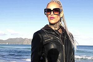 slim german wife with lots of tattoos talks about no condom fuck at hotel and lets him cum on small ass