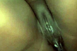 watch this ebony milf get covered in creamy cum all over her body