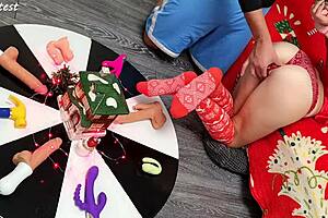 two thrusting dildos destroy young wife's tight pussy