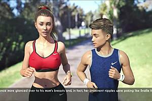 a wife and stepmother are out for a jog in the park