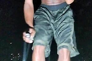 Park interview with mature woman during photoshoot