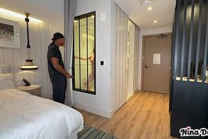 Horny Milf Nina Dolci Busted Bellboy Slow Stroking!