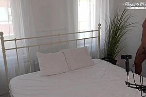 Behind the scenes, Alice Maze gets anal creampie