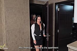 A real estate agent has her first lesbian encounter with a busty milf.