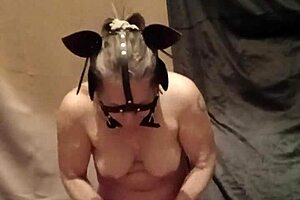 slave f autoseance ponygirl and uro in outdoor bondage 😈