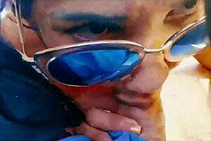 hey, i got in a car with an app driver and things got crazy with flashing and big cock