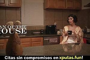 The brunette passionately fucks the spanish sub in stockings.