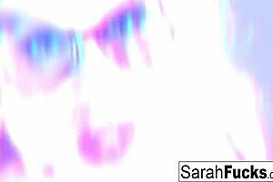 BUSTY BABE SARAH DRESSES UP AND MASTURBATES