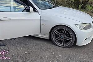 Hairy MILF Swallows Cum In Car!