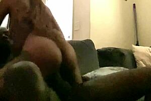 Amateur couple moans while bouncing on daddy's monster cock until creampie