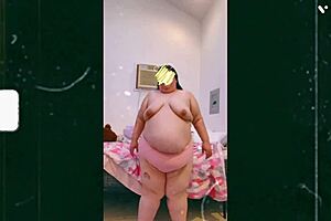 mature old cougar saggy tit topless dance on cam