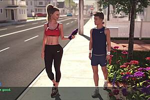 a wife and stepmother are out for a jog in the park