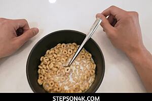 ginger stepmom gives titjob to stepson