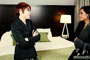 asian maxine enjoys cunnilingus and fingering with curvy milf