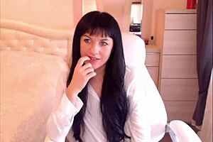 Small tit brunette Helga Muah aka Jessy sexy strip and tease