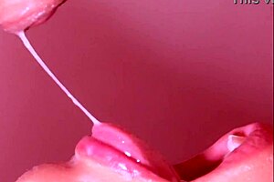 young stepmom gives intense blowjob close up