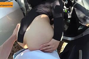 Russian Milf In Public Car Sex, Rough Fucking And Cumshot Outdoors.