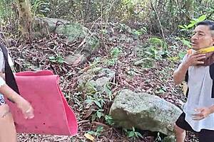 Hikers Get Lost and Have Creampie Sex in the Jungle