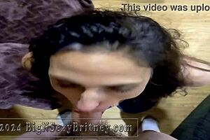 big n sexy britney gives pov blowjob, deepthroats big cock for cum in mouth.