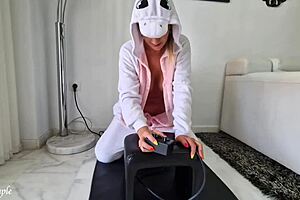 Milf Wearing Unicorn Costume And Riding With Sybian
