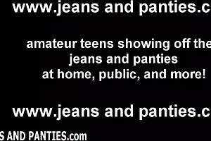 Girl Next Door Struggles with Tight Jeans