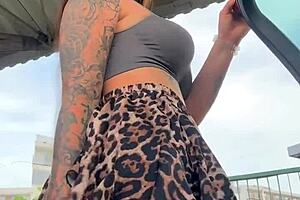 Intense Shock In The Parking Lot During A Skirt-Challenge Game At The Mall