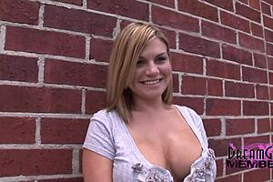 Cameryn Bares Her Big Tits And Toys Her Pussy In Public