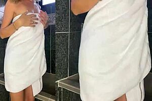 hot hellcat takes off her clothes and washes her wet hot milf body