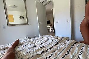 Milf enjoys fucking through pantyhose with feet and ass worship.