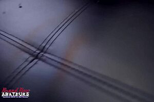 lexxie vibes her clit while the fuck machine bangs her trimmed pussy in pov