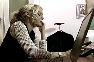 Milf Secretary Boldly Fucks Boss On Desk In Fishnets