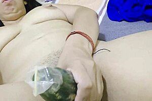 The perverted stepmother and her cucumber - straight to the pussy