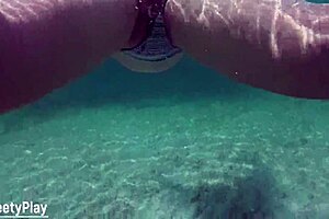 Underwater session with multiple creampies, cum inside three times.
