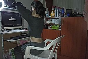 hot sex with a very hot alubna she lets herself penetrate while doing her chores