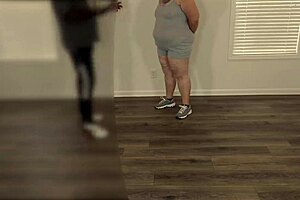 Fat ass busty milf in leggings fingers pussy with black guy outdoors for hardcore creampie fuck 😈🍑