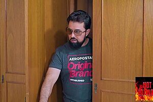 Horny guy fucks redhead's big pussy.