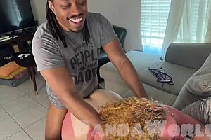 Sunburned biracial blonde slut slobs on bbc then takes pounding