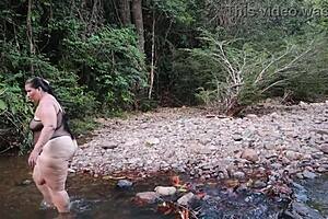 Outdoor river sex, 'suck huge cock!' girlfriend squirting!