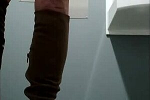 Slave girl in leather harness masturbates outdoors!