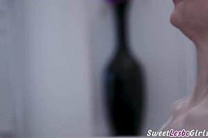 Lovely big tit blonde lesbian milf seduces busty brunette teen 18+ and get bald pink pussy licked - bunny madison hazel moore