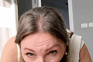 Mature grandma gives blowjob to help you cum fast in POV role-play