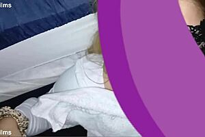 pretty young tatted girl lets me cum on her face after quick blowjob