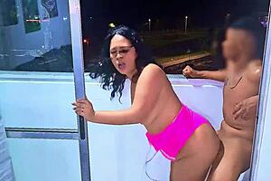 Latina Slut Sucks Cock Hard On Balcony In Medellin, Frenetic Fuck As Cars Pass By