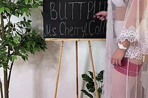 teacher explores her ass with a butt plug solo